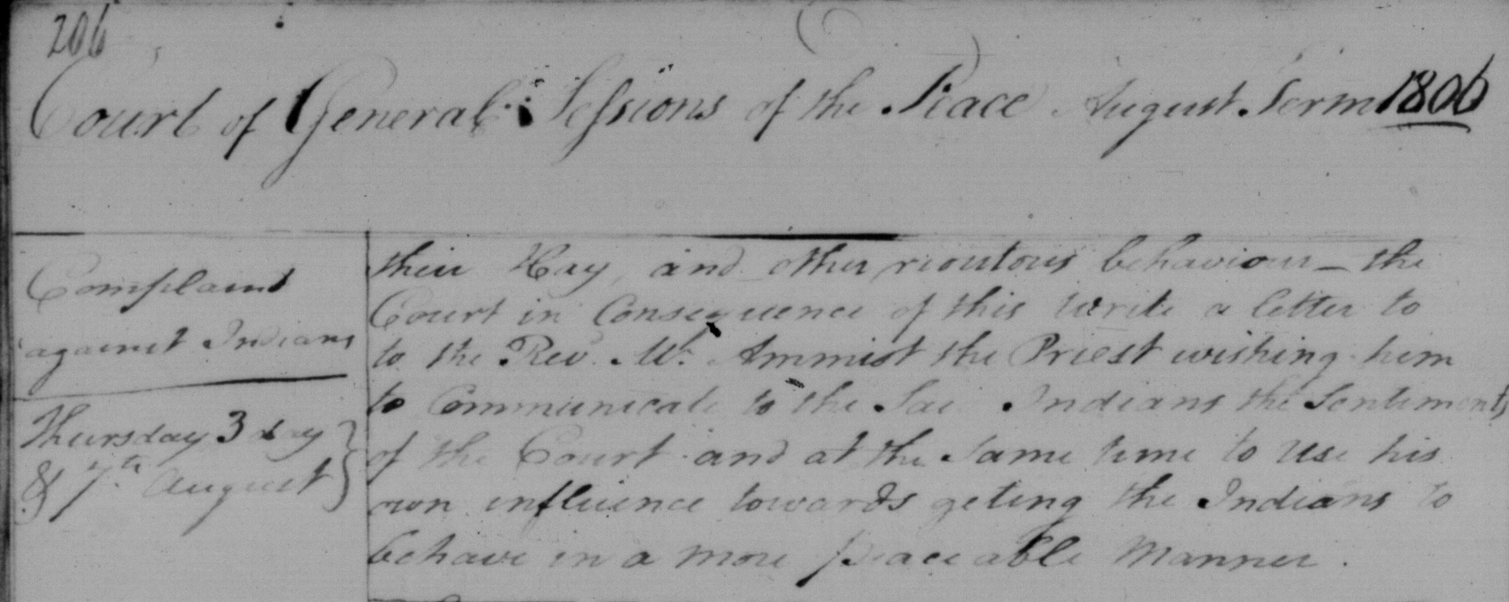 Northumberland Court Aug 7, 1806