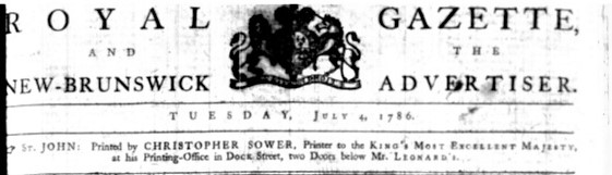 Royal Gazette header 1786