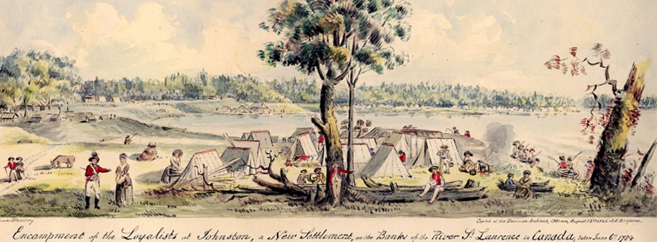 Encampment in Johnstown, a new settlement on the banks of the St. Lawrence River